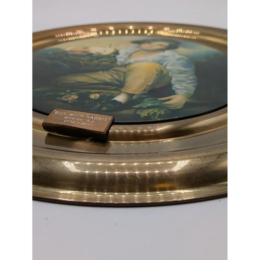 Charming Boy with Rabbit Wall Art in Gold Frame - Picture 4 of 7